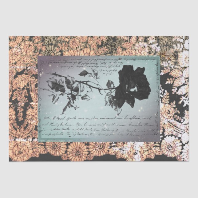BLACK ROSE BLACK LACE HALLOWEEN TISSUE PAPER (Front)