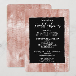 Black Rose Blush Pink White Shell Invitation