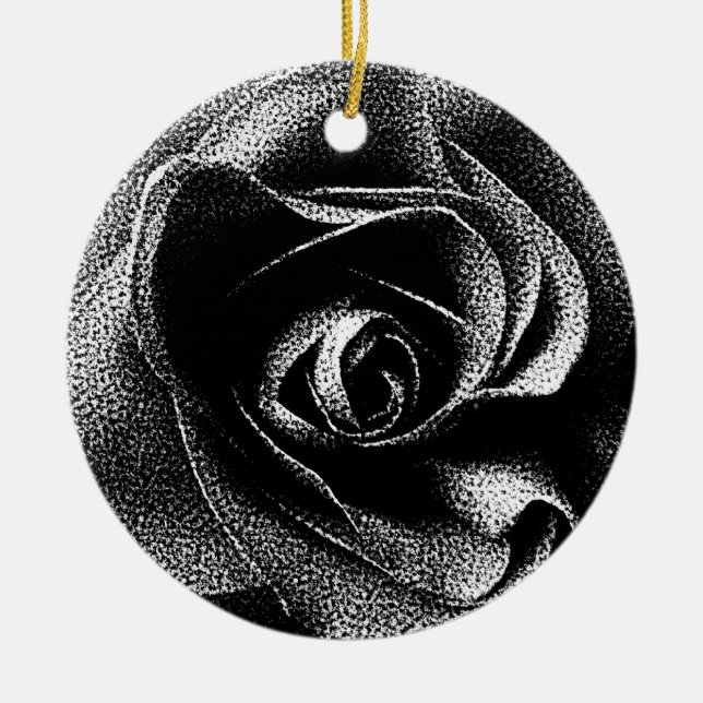 BLACK ROSE CERAMIC ORNAMENT (Front)