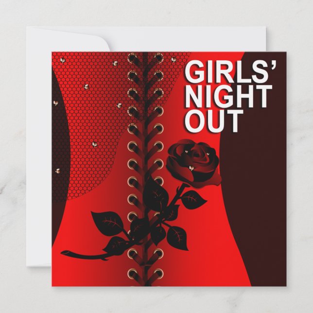 Black Rose Corset Girls Night Out | red Invitation (Front)