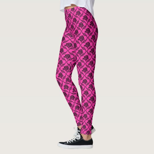 Black Rose Damask Leggings
