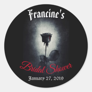 Black Rose Dark Bridal Shower Classic Round Sticker