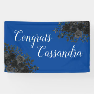 Black Rose Dark Gothic Graduation Party Blue Banner