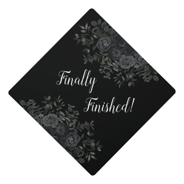 Black Rose Dark Gothic Graduation Party Cap Topper (Front)