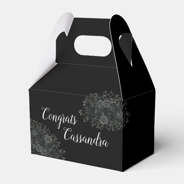 Black Rose Dark Gothic Graduation Party Favor Box (Front Side)