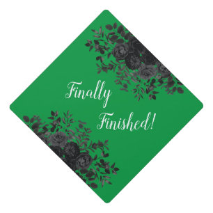 Black Rose Dark Gothic Graduation Party Green Graduation Cap Topper