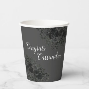Black Rose Dark Gothic Graduation Party Grey Paper Cups
