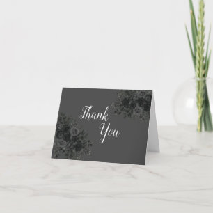 Black Rose Dark Gothic Graduation Party Grey Thank You Card