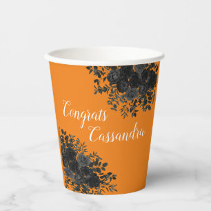 Black Rose Dark Gothic Graduation Party Orange Paper Cups