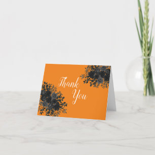 Black Rose Dark Gothic Graduation Party Orange Thank You Card