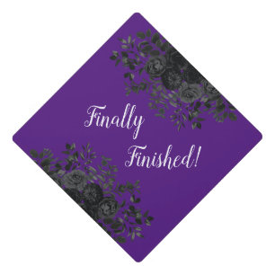Black Rose Dark Gothic Graduation Party Purple Graduation Cap Topper