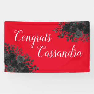 Black Rose Dark Gothic Graduation Party Red Banner