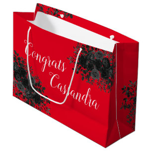 Black Rose Dark Gothic Graduation Party Red Large Gift Bag