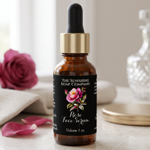 Black Rose Dropper bottle label 2.375 x 1.25