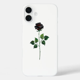 Black rose flower iPhone 16 plus case