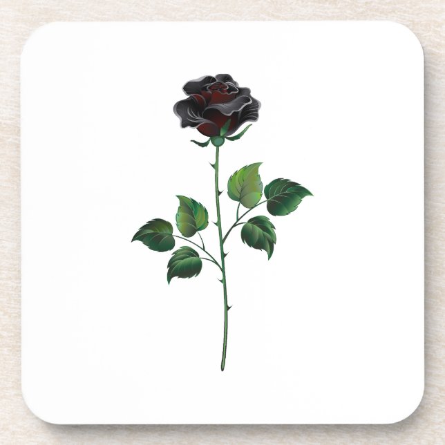 Black rose flower coaster (Front)