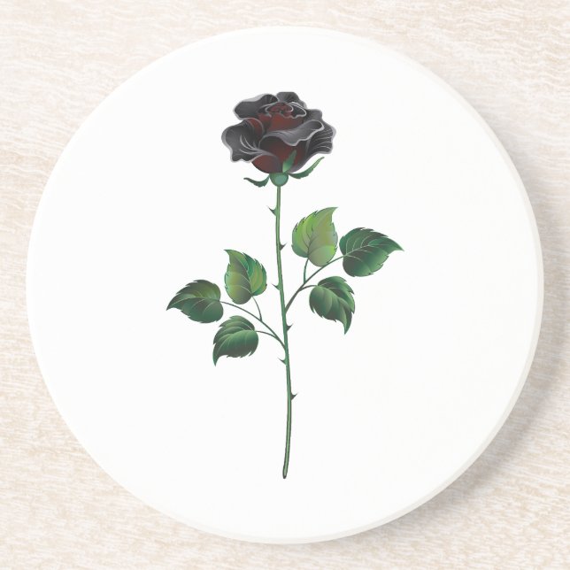 Black rose flower coaster (Front)
