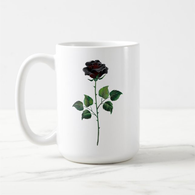 Black rose flower coffee mug (Left)