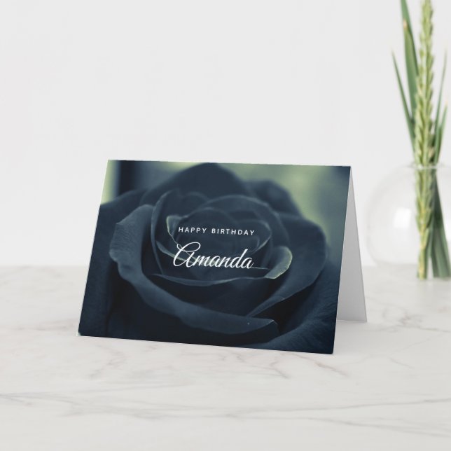 Black Rose Flower Dark Gothic Vibe Birthday Card (Front)