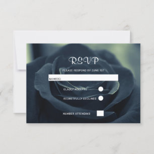 Black Rose Flower Dark Gothic Vibe Wedding RSVP Card