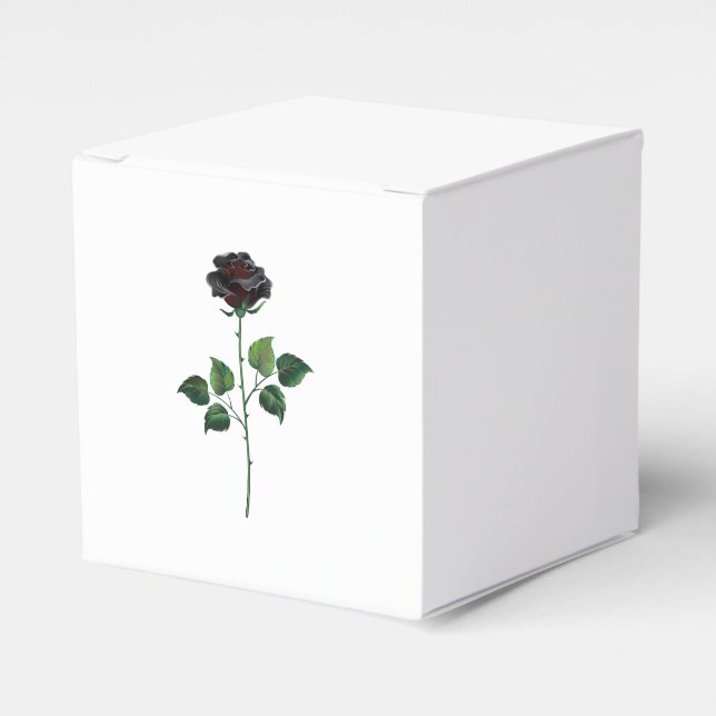 Black rose flower favor box (Front Side)