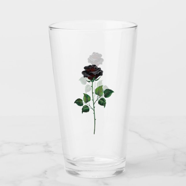 Black rose flower glass (Front)