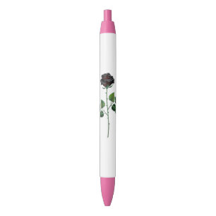 Black rose flower ink pen