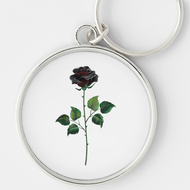 Black rose flower keychain (Front)