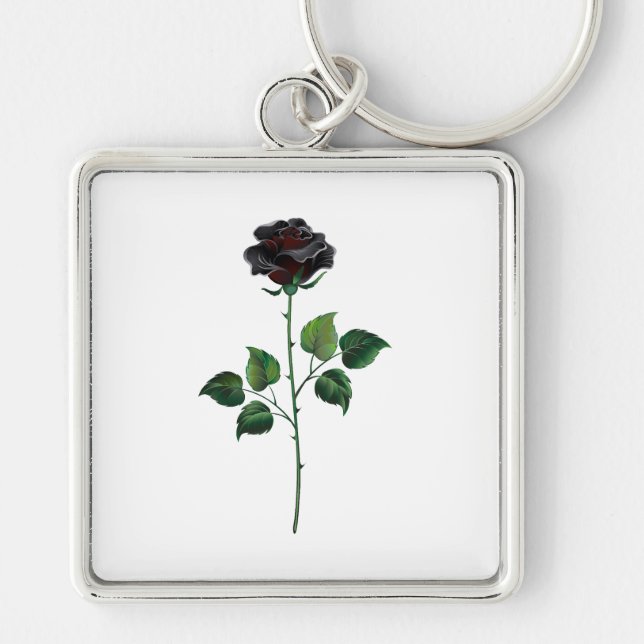 Black rose flower keychain (Front)