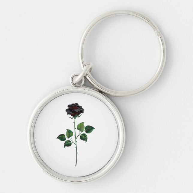 Black rose flower keychain (Front)