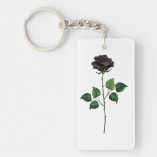 Black rose flower keychain