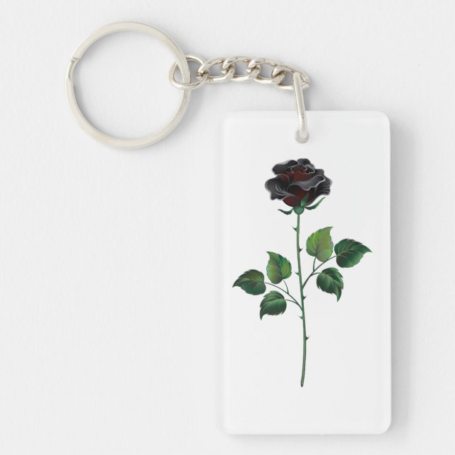 Black rose flower keychain (Front)
