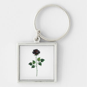 Black rose flower keychain
