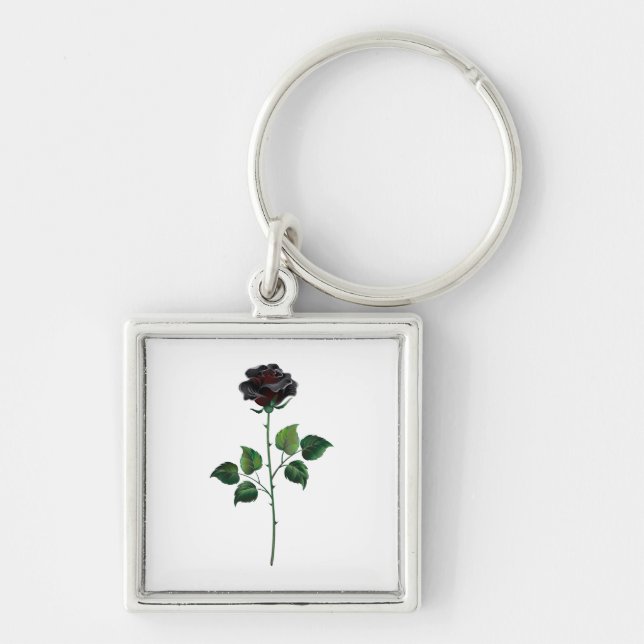 Black rose flower keychain (Front)