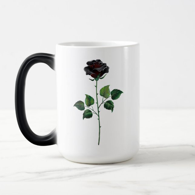 Black rose flower magic mug (Left)