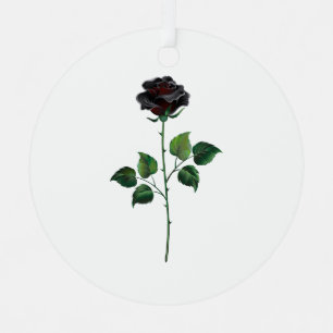 Black rose flower metal ornament