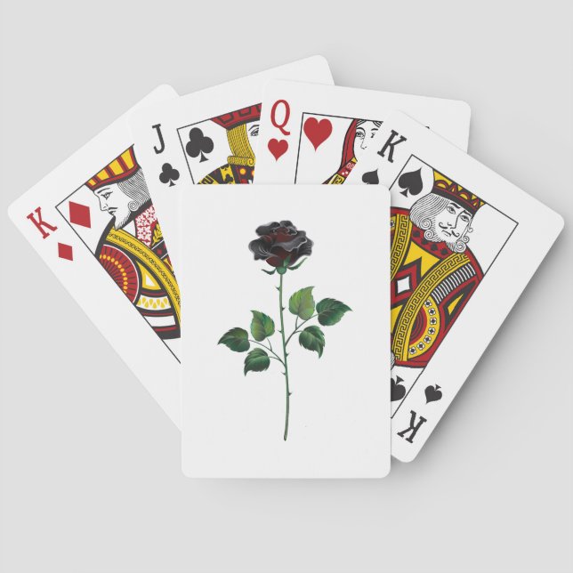 Black rose flower playing cards (Back)