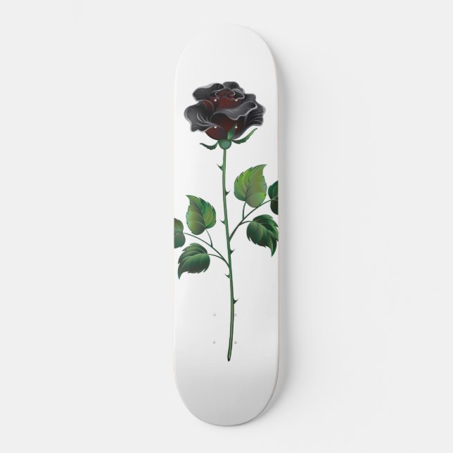 Black rose flower skateboard (Front)