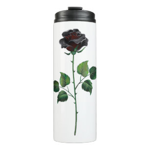 Black rose flower thermal tumbler