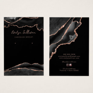 Black rose gold agate jewellery display card
