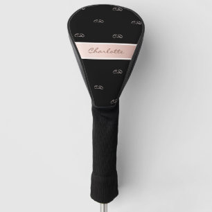 Black rose gold blush monogram name initials golf head cover