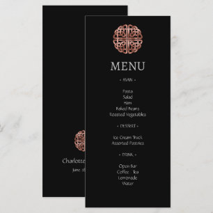 Black Rose Gold Dara Celtic Knot Wedding Menu