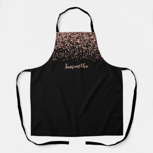 Black Rose Gold Faux Glitter Personalized Apron