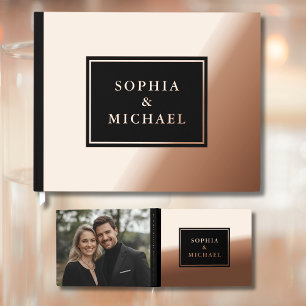 Black Rose Gold Foil Guest Book Editable Elegant