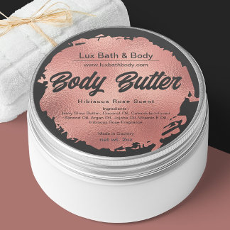 Black Rose Gold Foil Modern Luxury Product Labels