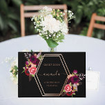 Black rose gold geometric burgundy floral Birthday Guest Book<br><div class="desc">A stylish black background,  rose gold foil text.  Decorated with a geometric frame and florals in burgundy and pink. Personalize and add your name,  age and date.
Spine: add your text.</div>