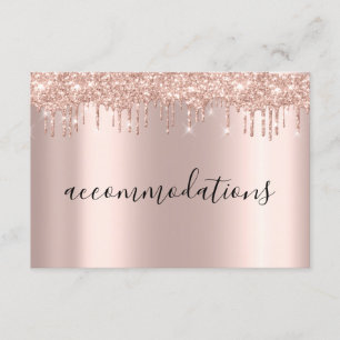 Black Rose Gold Glitter Drips Accommodation Enclosure Card