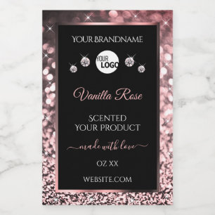 Black Rose Gold Glitter Product Labels Logo Jewels