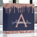 Black Rose Gold Glitter & Sparkle Monogram Binder<br><div class="desc">Black and Rose Gold - Pink Modern Faux Dripping Girly Modern Glitter and Sparkle Elegant Binder for Back to School,  Recipes,  Cookbook,  Work or Wedding or Event Planning. These Binders for Girl's can be customized to include your initial and first name and make a perfect customized and personalized gift.</div>