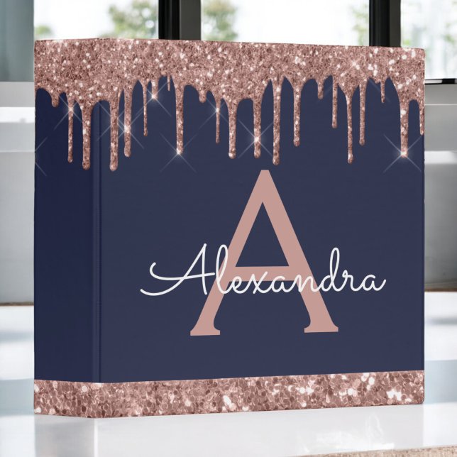 Black Rose Gold Glitter & Sparkle Monogram Binder (Creator Uploaded)